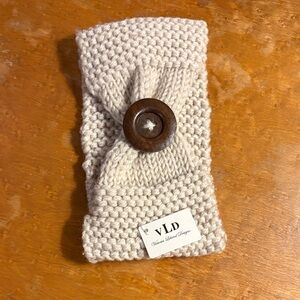 VLD Cream Knit Headband with Wooden Button